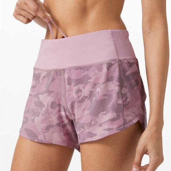 NEW LULULEMON Speed Up 4 Inch Inseam Short Incognito Camo Pink Taupe 8 - Picture 1 of 6